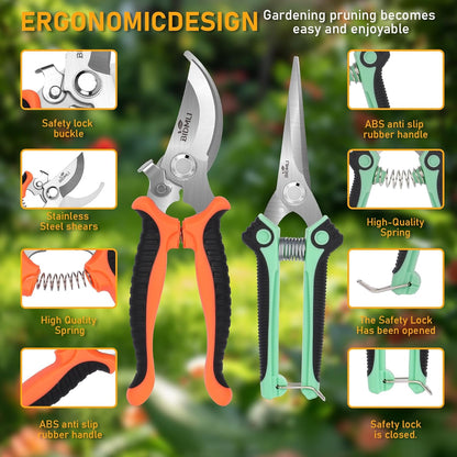4-Pack Multifunctional Garden Scissors Set-BIDMLI Stainless Steel Pruning &Floral Shears with