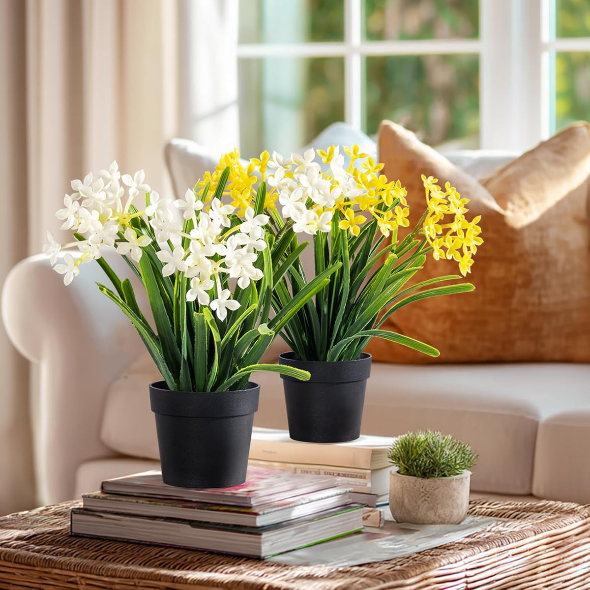 3 Pack Fake Small Plant in Pot Artificial Potted Flowers for Home Decor Fake Flower Plant Greenery