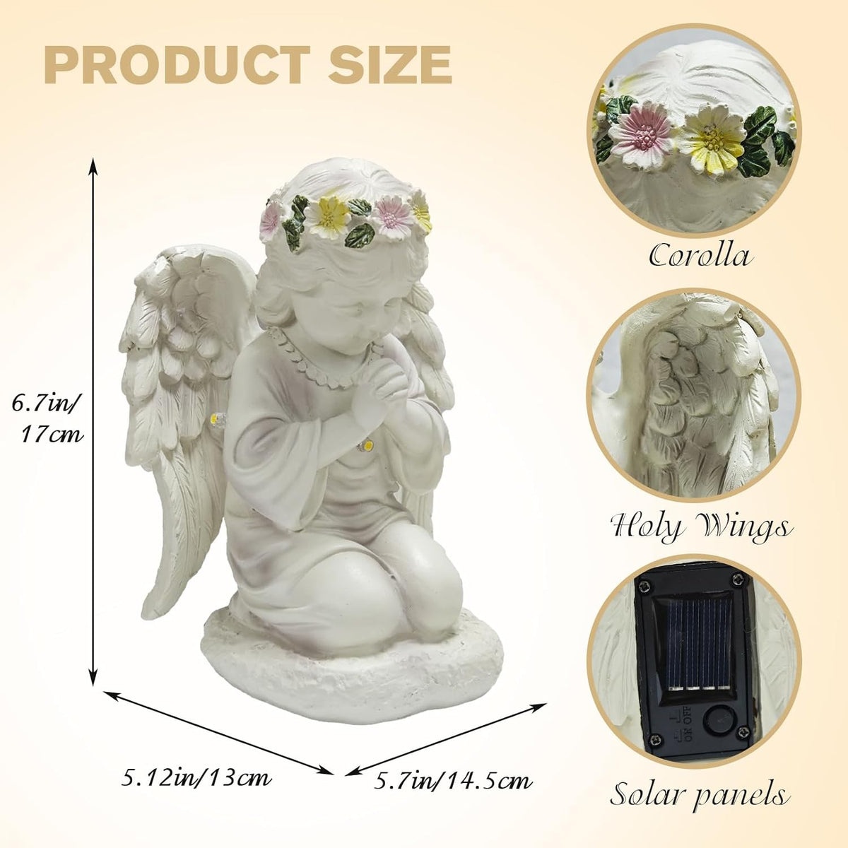 Solar Garden Outdoor Angel Statues - Outdoor Angel Sculptures Garden Decorations with Waterproof