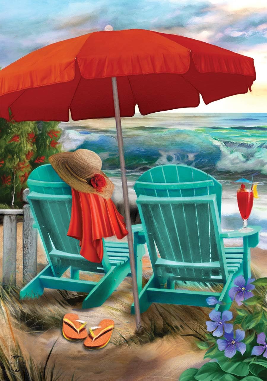 Beach Life Summer House Flag Nautical Adirondack Chairs 28" x 40" Briarwood Lane