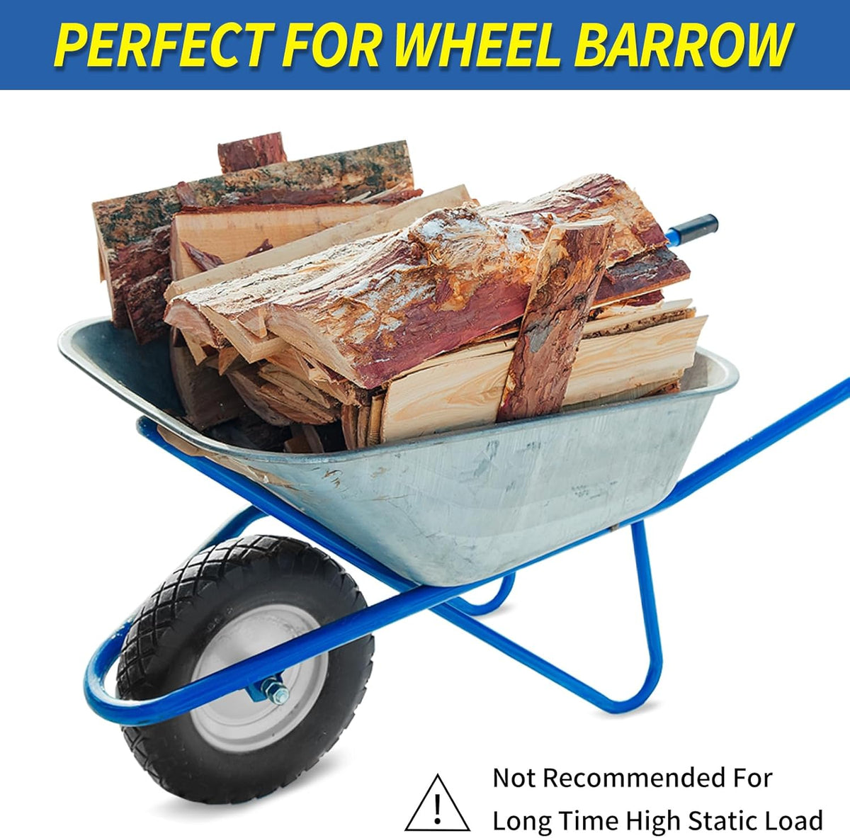 4.80/4.00-8" Wheelbarrow Tire, 16" Flat-Free Solid Tire and Wheel, 3-6" Centered Hub, 5/8" & 3/4"