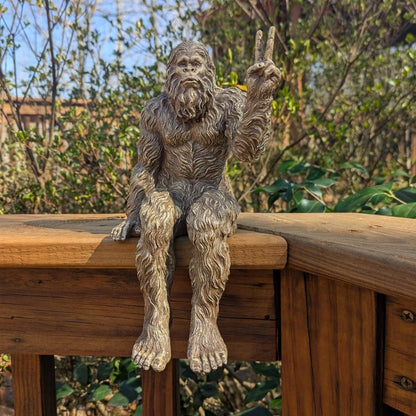 John Bernard & Company Bigfoot Peace Sign Decorative Sasquatch Yeti Statue/Figurine Indoor/Outdoor