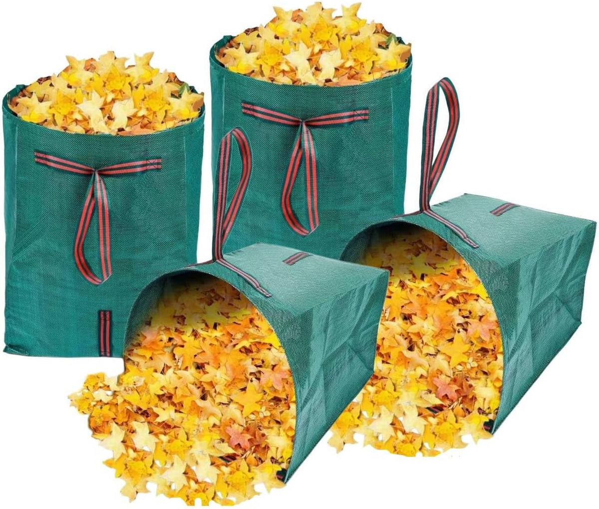 Leaf Collector Bags, Collapsible Yard Waste Bag 4-Pack – 40-Gallon Reusable Garden Bags for Leaves