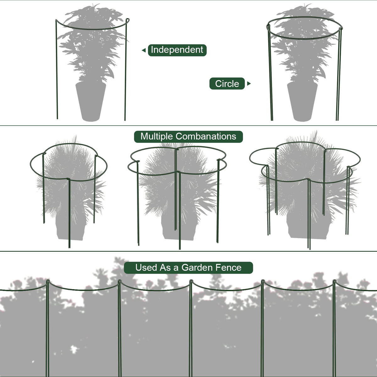 FEED GARDEN Peony Cages and Supports, 6 Pack Plant Support Stakes for Outdoor & Indoor Plants, 10"