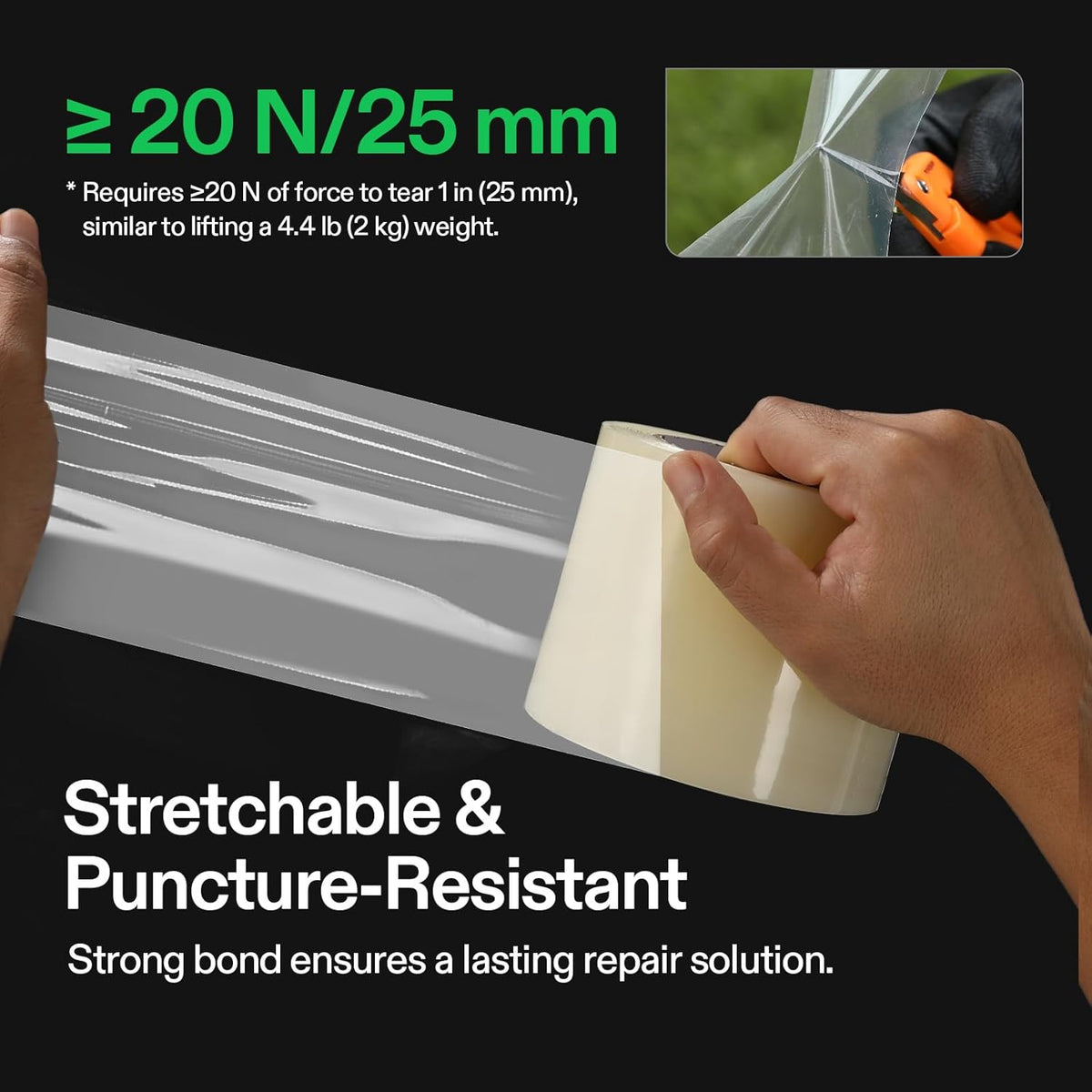 VIVOSUN Greenhouse Repair Tape, 6.3 mil 4" x108' Weatherproof Clear Poly Patch Tape, Heavy Duty