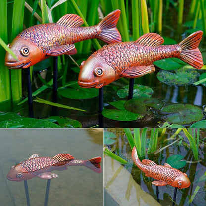 Antique Ceramic Koi Fish Garden Statues - Set of 2 | Exquisite Fish Sculptures for Outdoor, Patio