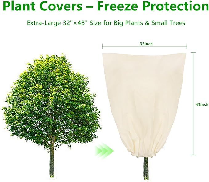 Plant Covers Freeze Protection, 4 Pack Round Frost Blankets for Outdoor Plants (32"x48") – Winter