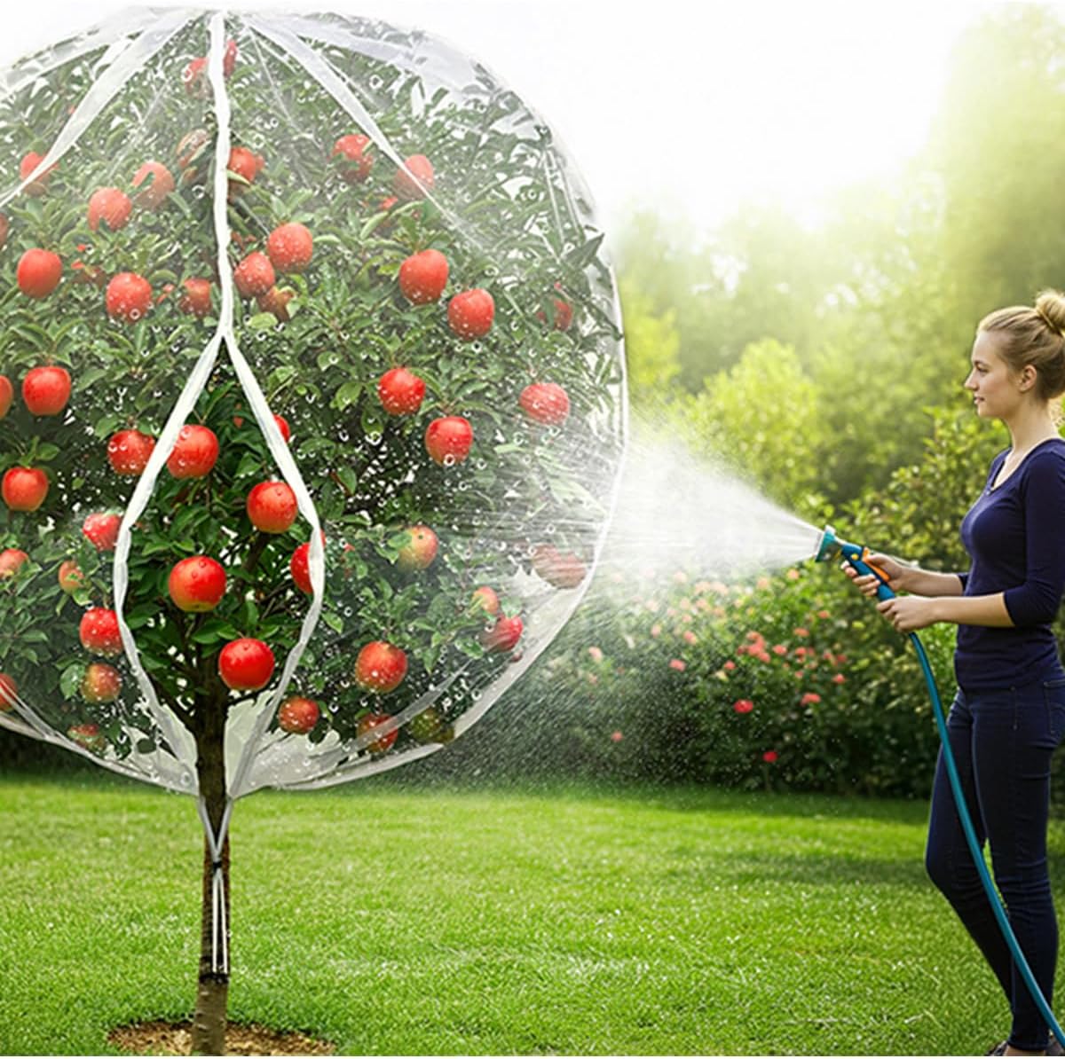 7.3×6Ft Fruit Tree Netting Cover with Drawstring/Zipper- Bird Garden Mesh Netting Protect Tomato