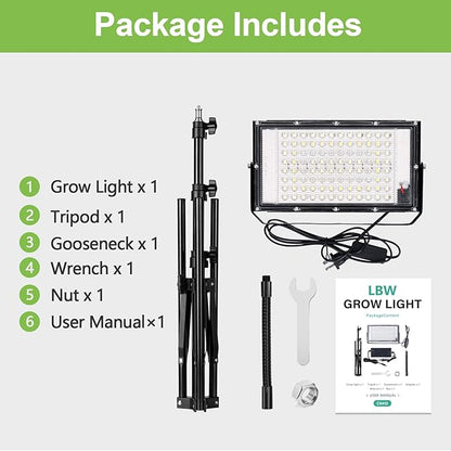 LBW Stand Grow Lights for Indoor Plants, Full Spectrum 96 LEDs Plant Grow Light, Upgraded Floor