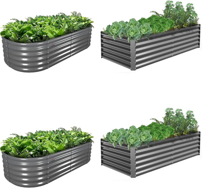 A ANLEOLIFE 4-Pack 6X3X1.5ft & 6X2X1.5ft Deep Root Galvanized Raised Garden Beds Outdoor for