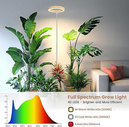 Grow Lights for Indoor Plants, Full Spectrum Plant Grow Light with 6/12/16H Timer, 3 Color Modes, 5