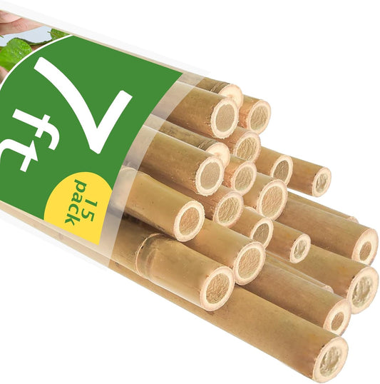 Garden Stakes 7FT, Natural Bamboo Stakes 7 Feet, 3/4" D Thicker Heavy Duty Plants Stakes 15 Pack
