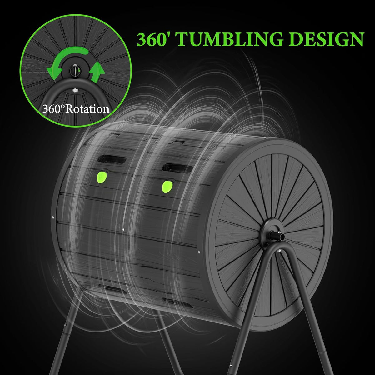 Dual Chamber Tumbling Composter 43 Gallon Large Outdoor Tumbling Composter Efficient Batch