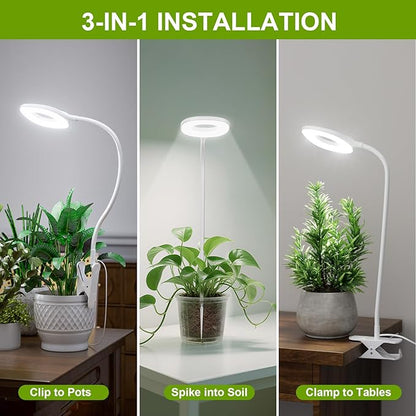 Full Spectrum Grow Lights for Indoor Plants, Clip On Plant Lights for Indoor Growing with 4/8/12H