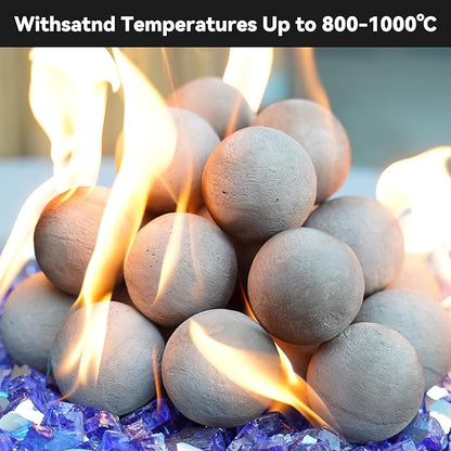 Skyflame 2" Fireplace Balls for Gas Fireplace, 25-Pack Round Ceramic Ball Set for Indoor/Outdoor