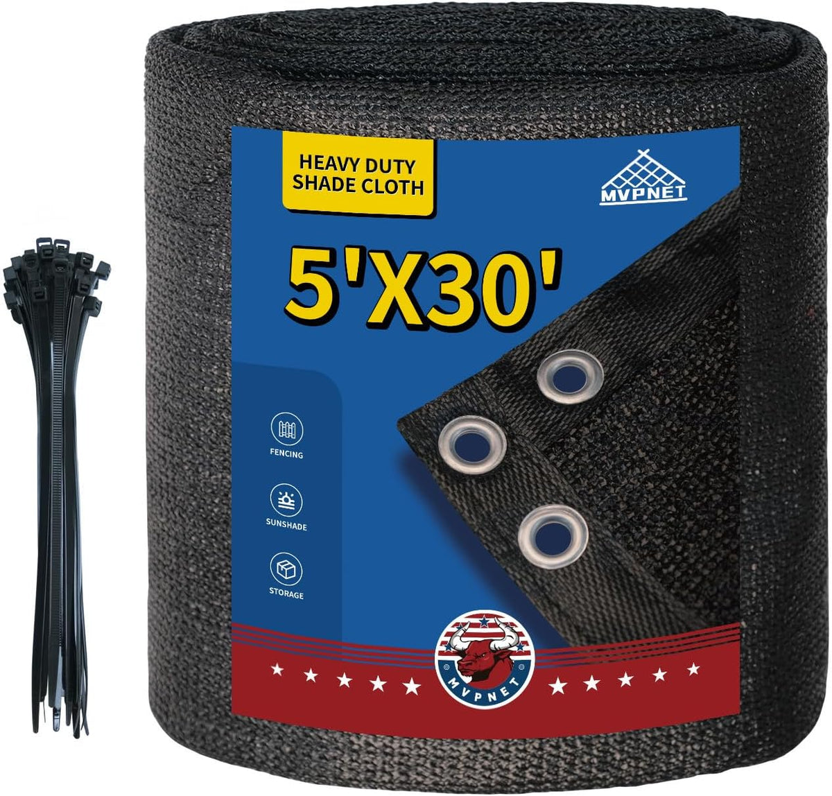 5x30Ft Garden Privacy Fence Screen, 145GSM Heavy Duty 90% Blockage Windbreak Mesh Tarp with