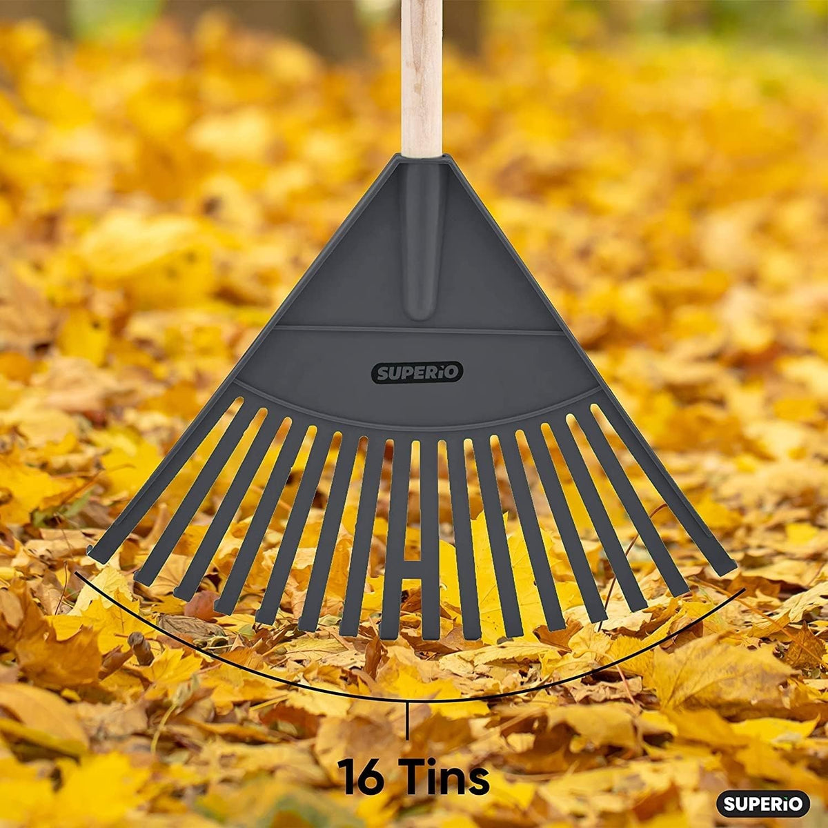 Pack of 3 Kids Rake with Hardwood Handle, Durable Plastic Head to Sweep Leaves in Lawn and Tidying