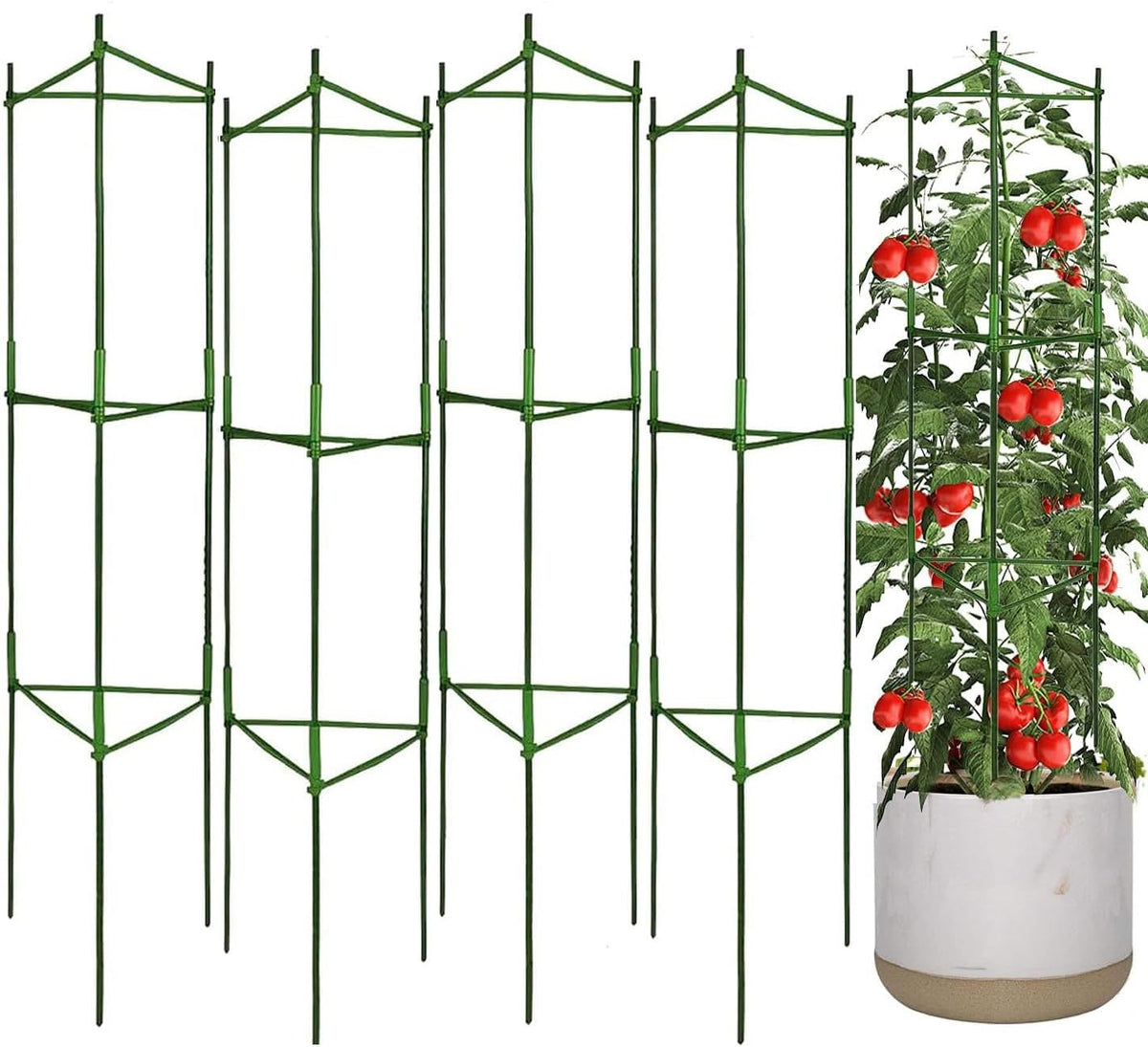 Moirsunt 4Pack Tomato Cages Plant Cages 4ft Multifunctional Tomato Support Garden Trellis Tomato