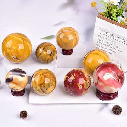 JIC Gem Yellow Healing Crystal Ball Sphere Natural Gemstone Ball Egg Yolk Stone Crystal Decorative