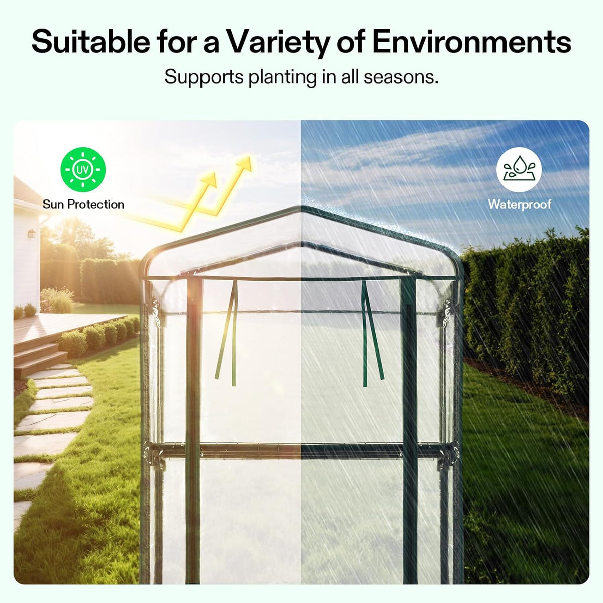 VIVOSUN Mini 4-Tier Greenhouse with Wheels, 27 x 19 x 63-Inch Reusable Portable Warm House with