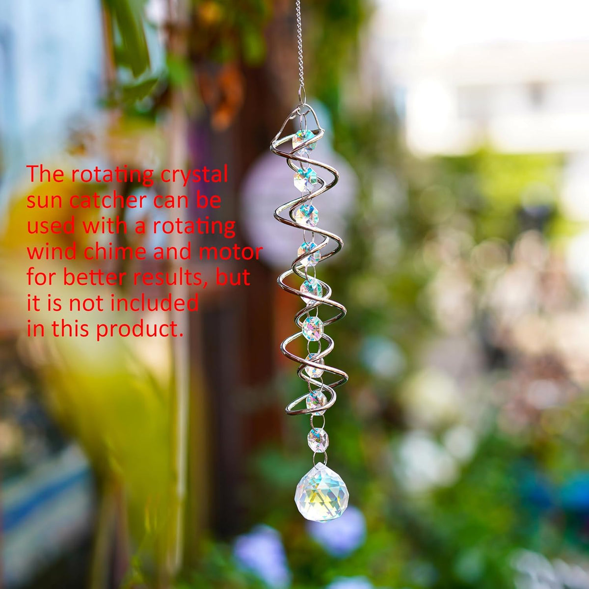 H&D HYALINE & DORA 20.5in Crystal Sun Catcher,Colorful Hanging Suncatcher with Octagonal Beads and
