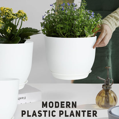 Plant Pots 10/9/8/7.5/7 inch Flower Pots with Multi Mesh Drainage Holes, Planters for Indoor
