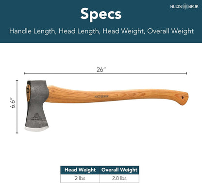 Hults Bruk 840722 Kisa Felling Axe - 2 lb Head, 26" Handle