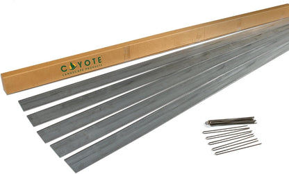 5 Piece Steel Home Kit Galvanized Edging with 15 Plated Edge Pins, 4"by 8', 20-Gauge