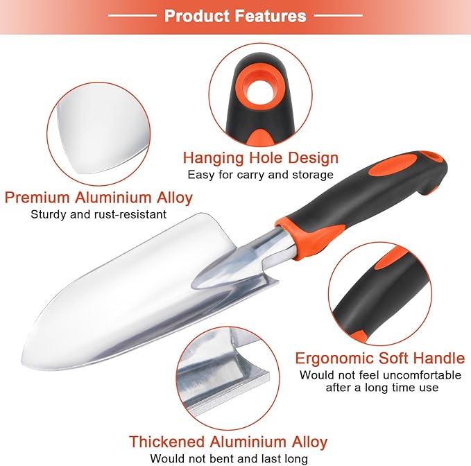 Garden Shovel Garden Hand Trowel, Heavy Duty Hand Shovel with Ergonomic Handle, Small Gardening