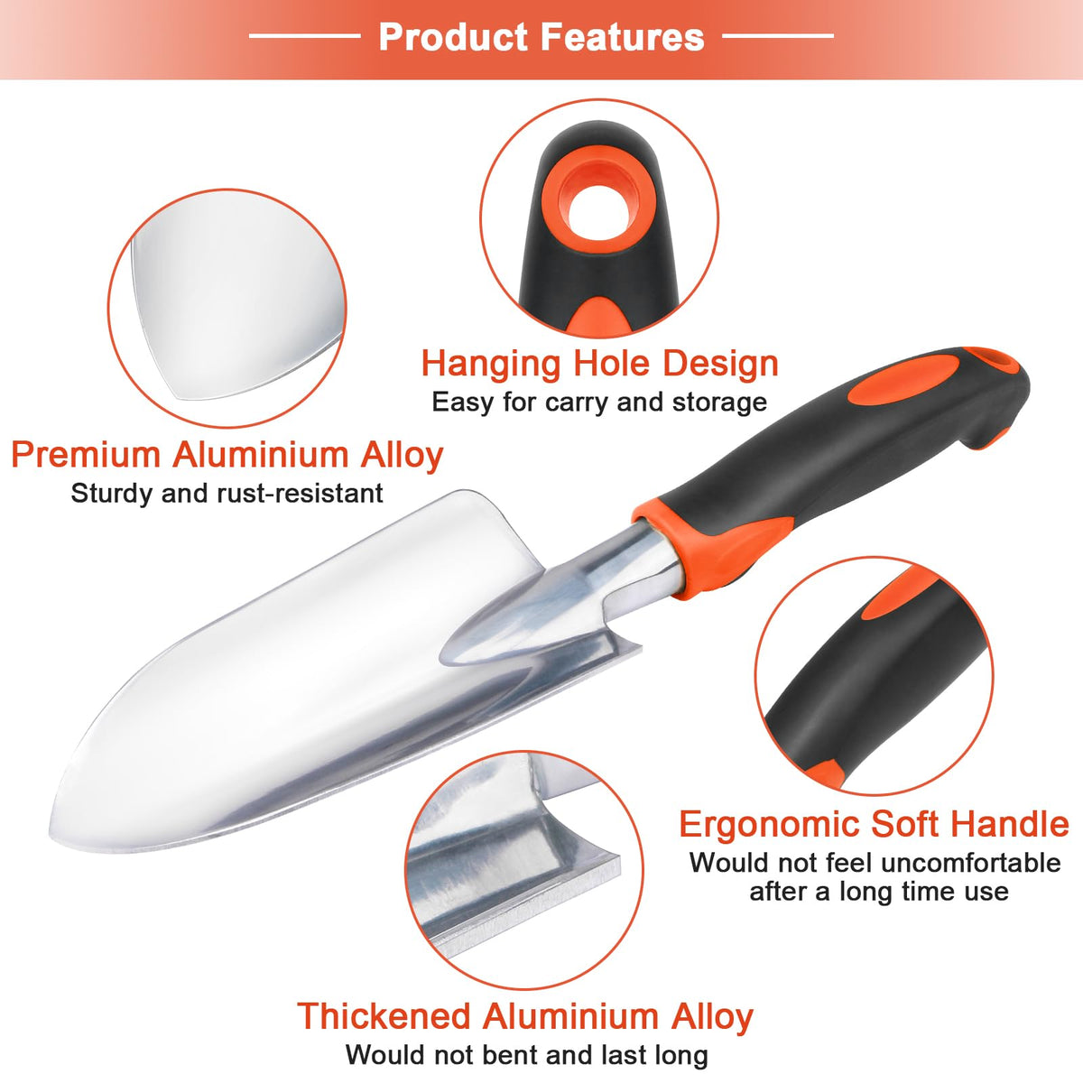 Garden Shovel Trowel Garden Tool Set, 2 Pack Heavy Duty Gardening Tools Set Include Wide Garden