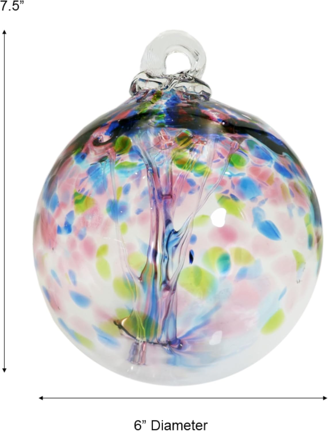 Dale Tiffany Hand Blown Glass, 6" Diameter Hope, Tree of Life Collection, Witch Globe Hanging