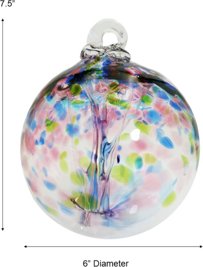 Dale Tiffany Hand Blown Glass, 6" Diameter Hope, Tree of Life Collection, Witch Globe Hanging