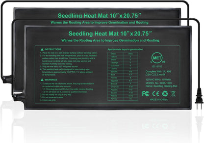 Seedling Heat Mat, 10"x 20.75" Plant Heating Pad for Home Gardening Seed Starting, MET Certified