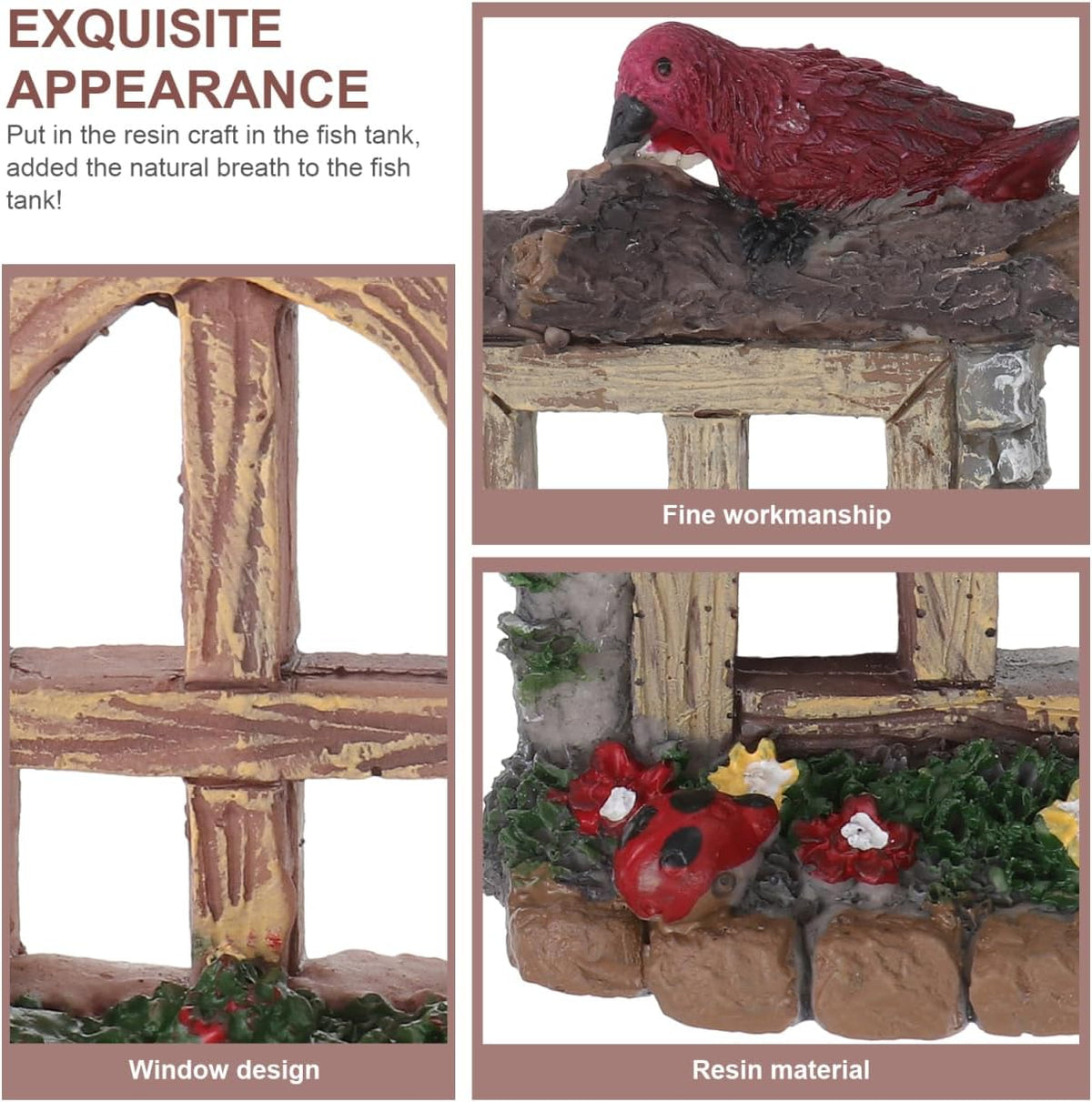 VOSAREA 4PCS Fairy Garden Windows and Door Set - Miniature Resin Gnome House Accessories for