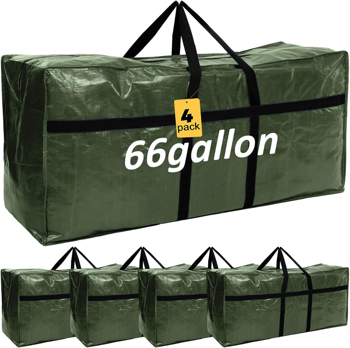 4 Pcs 66 Gallon Large Moving Bags with Zipper and Handles Foldable Storage Duffle Bags Heavy Duty