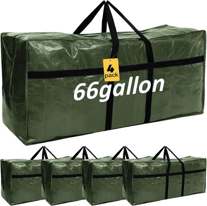 4 Pcs 66 Gallon Large Moving Bags with Zipper and Handles Foldable Storage Duffle Bags Heavy Duty