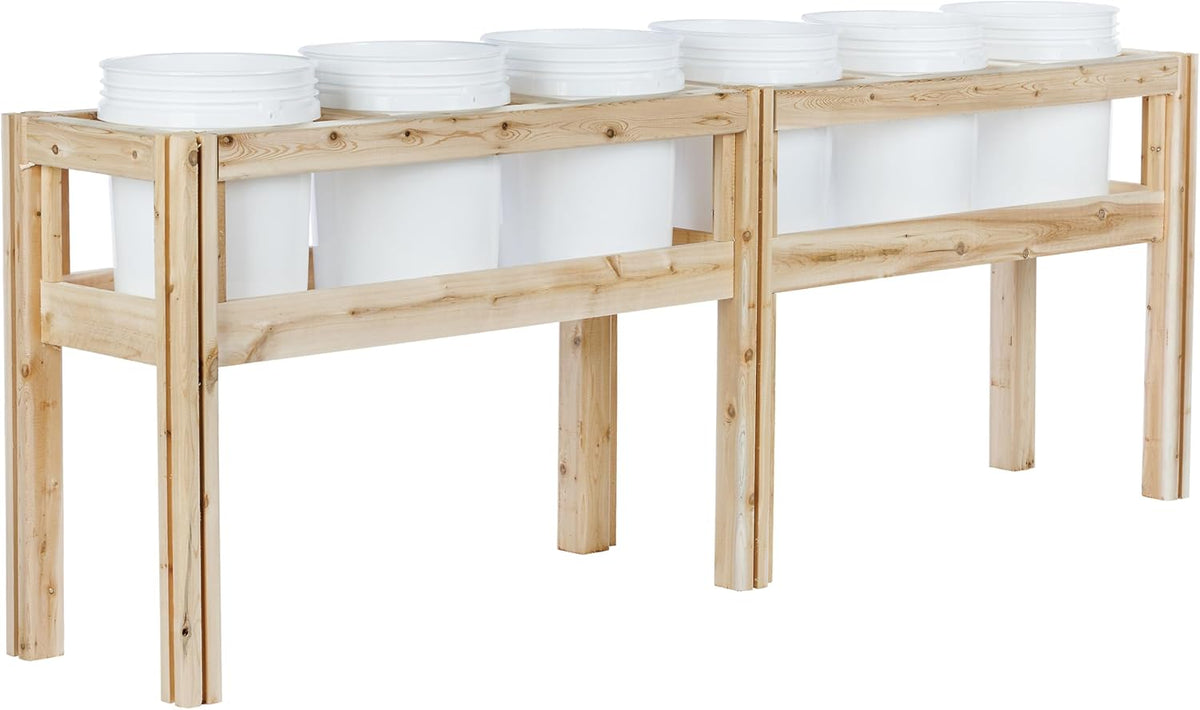 Greenes Fence Six Bucket Elevated Cedar Wood Garden Frame, 84 in. x 16 in. x 30 in. - Made in USA