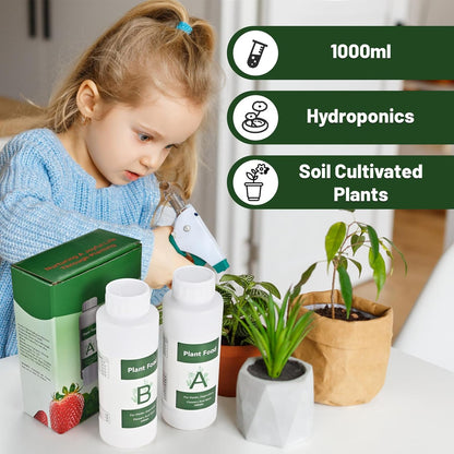 1000ml Hydroponic Nutrients A&B for Aerogarden Plant Food with 2 Measuring Cups - Fertilizer for