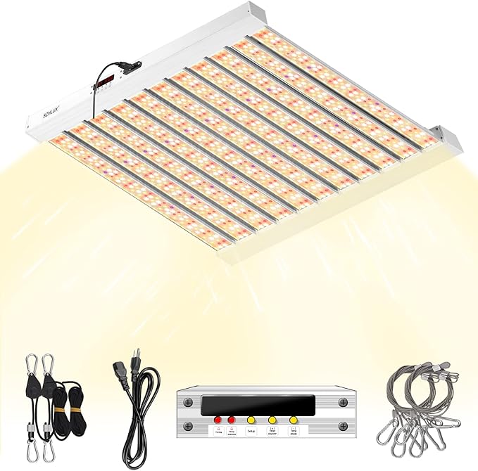 SZHLUX 500W LED Grow Light 4x4/5x5ft with Timer and Temp Control, Full Spectrum Grow Lamp with 1056