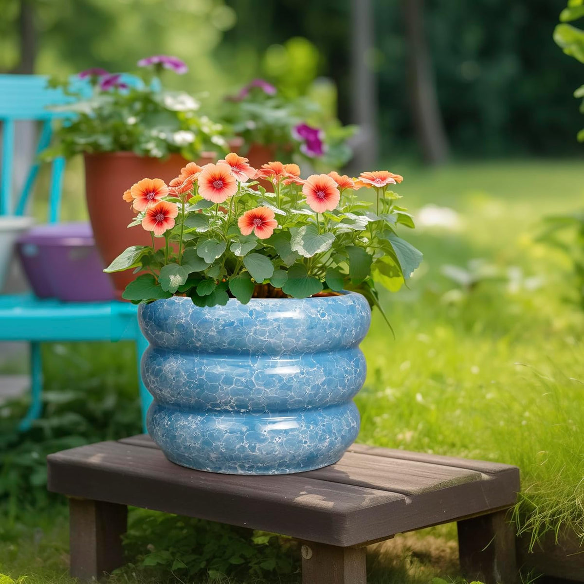 SQOWL 10 Inch Planter Pot - Ceramic Plant Pot with Drainage Hole Planter for Indoor Plants Large