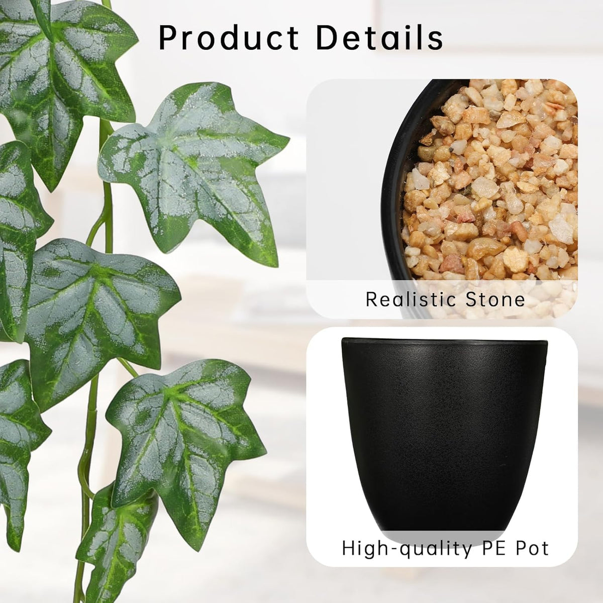Set of 2 Fake Ivy Plant for Home Decor Indoor Silk Artificial Hanging Plant 25" Fake Ivy Vine Faux