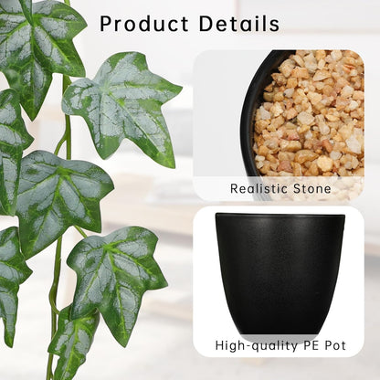 Set of 2 Fake Ivy Plant for Home Decor Indoor Silk Artificial Hanging Plant 25" Fake Ivy Vine Faux