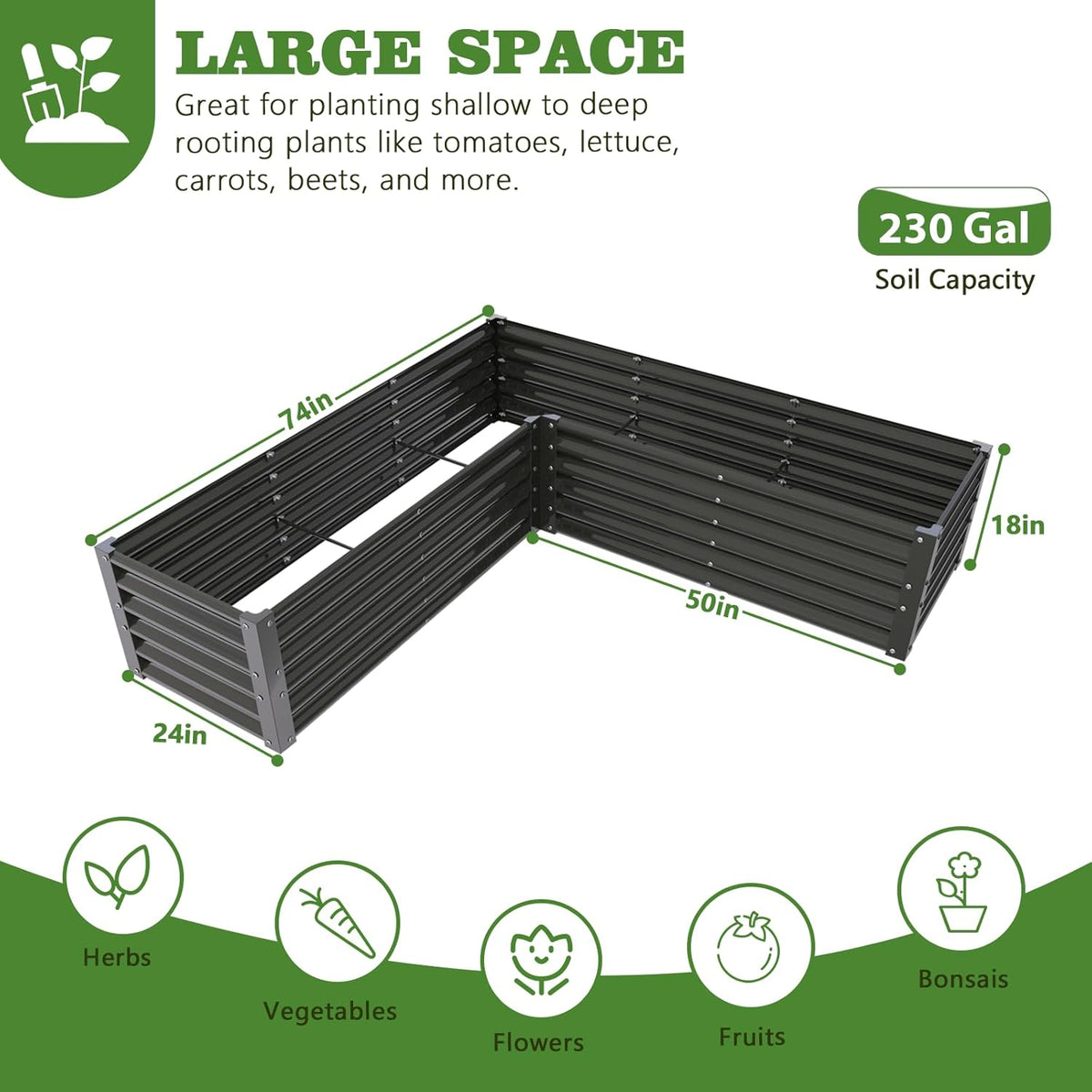 A ANLEOLIFE 8-Pack 4X4X1.5ft & 74x74x18in Deep Root Galvanized Raised Garden Beds Outdoor for