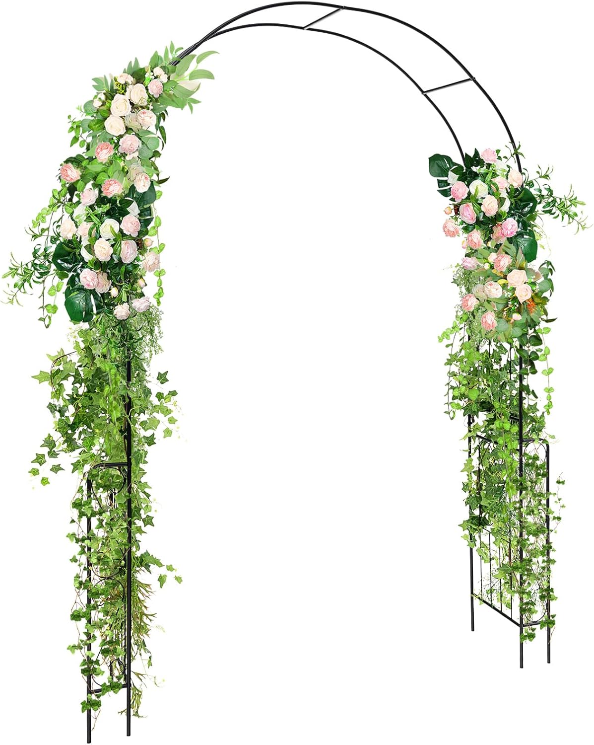 Happygrill Garden Arch Trellis, 7.9 FT Metal Pergola Arbor w/Elegant Pattern & Arc Top Design