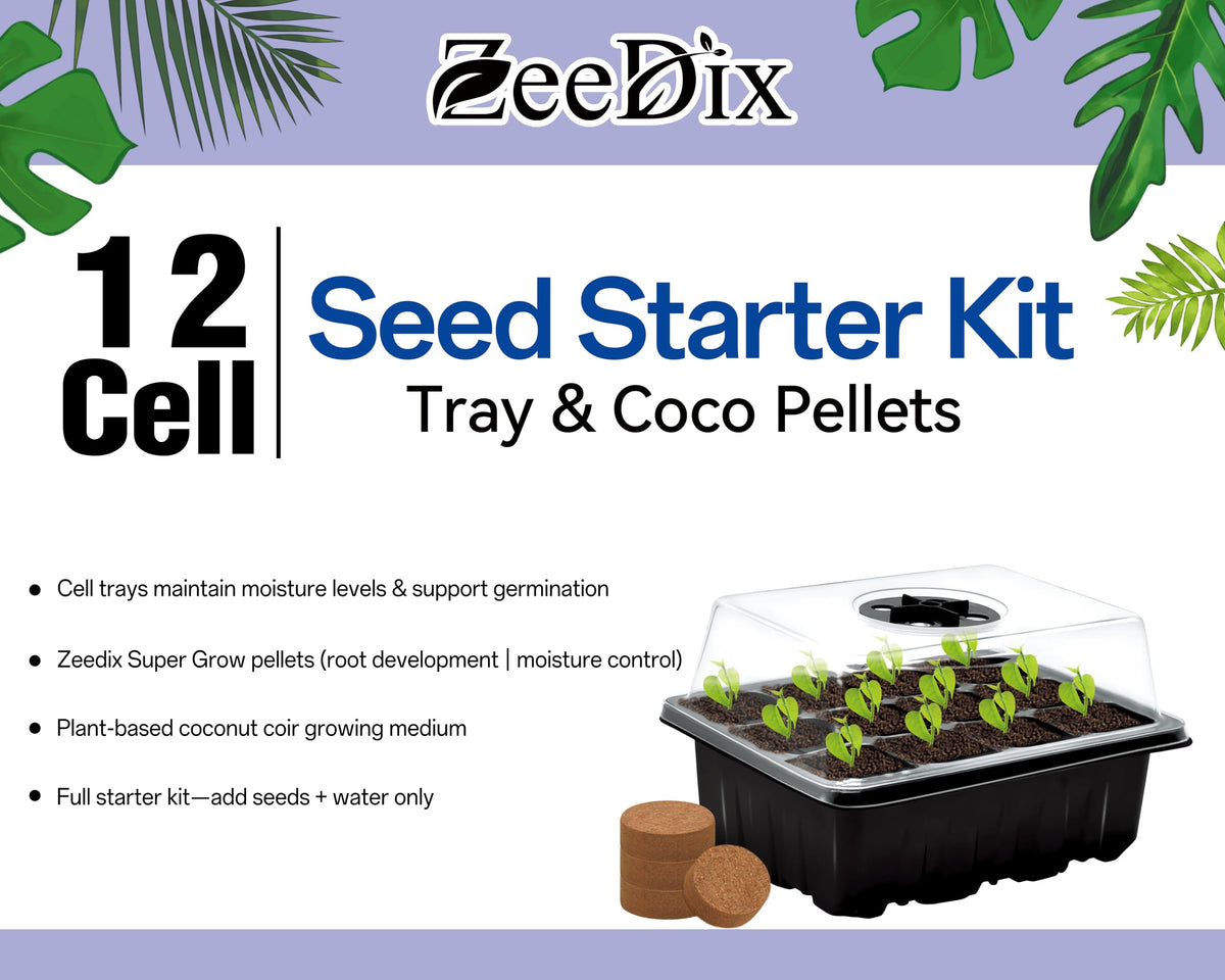 ZeeDix 2 Set Seed Starter Tray Kits with 30 Pack Coco Coir Pellets