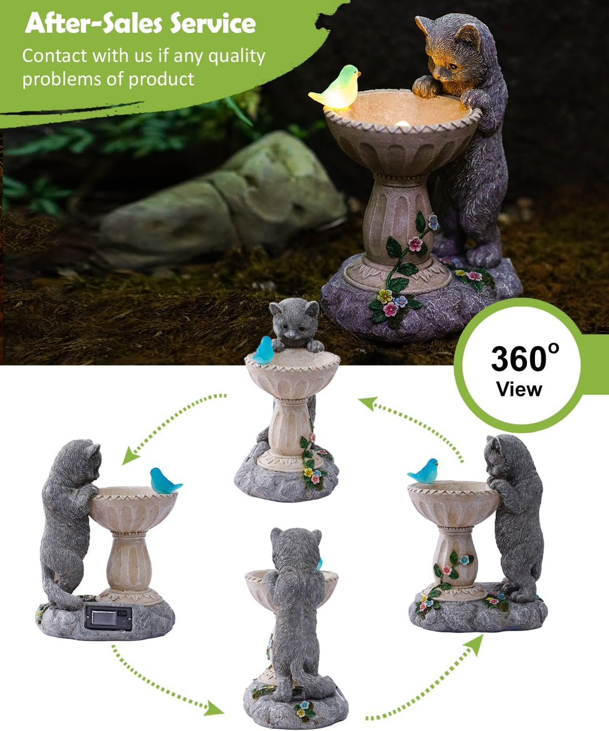 Nacome Cat Birdbath Garden Decor: Outdoor Statues Ornaments for Outside Decorations Yard Art Lawn