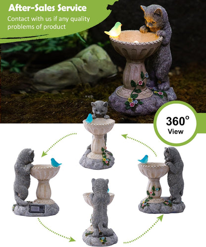 Nacome Cat Birdbath Garden Decor: Outdoor Statues Ornaments for Outside Decorations Yard Art Lawn