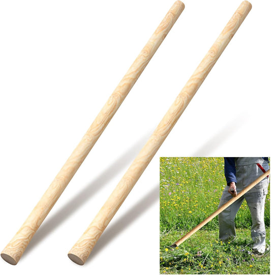 Lasnten 2 Pcs 55 Inch Pure Solid Wood Replacement Hoe Handle for Garden Digging Spading Fork