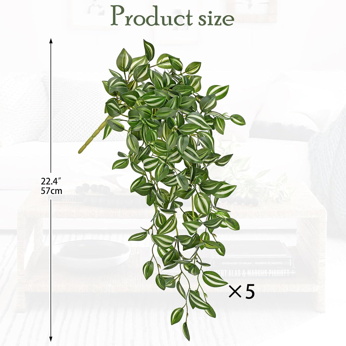 DILATATA Fake Hanging Plants Artificial Hanging Plants 22" Faux Wandering Jew Hanging Leaves Plants