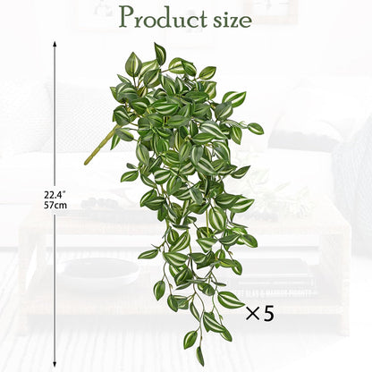 DILATATA Fake Hanging Plants Artificial Hanging Plants 22" Faux Wandering Jew Hanging Leaves Plants
